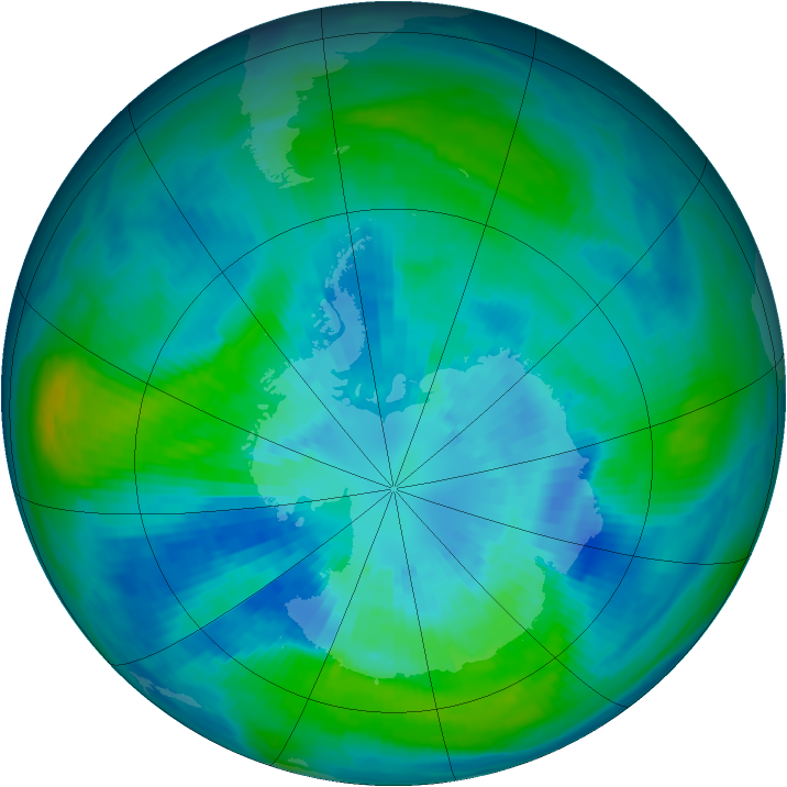 Antarctic ozone map for 27 March 1984